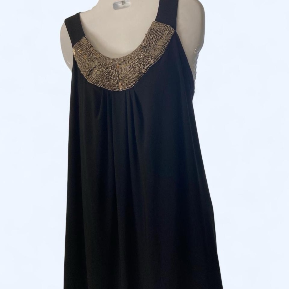 Bisou Bisou Sleeveless Dress with Silver beaded Embellished Neckline 20W